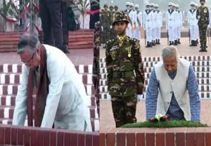 জাতীয় স্মৃতিসৌধে রাষ্ট্রপতি ও প্রধান উপদেষ্টার শ্রদ্ধা