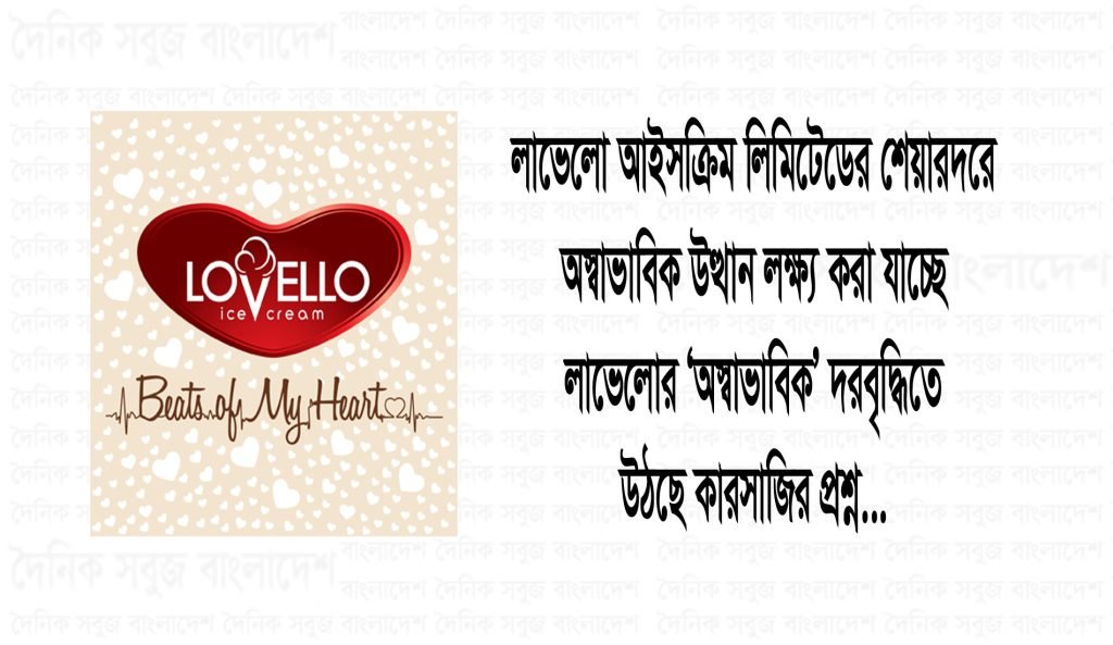 লাভেলো আইসক্রিম লিমিটেডের শেয়ারদরে অস্বাভাবিক উত্থান লক্ষ্য করা যাচ্ছে