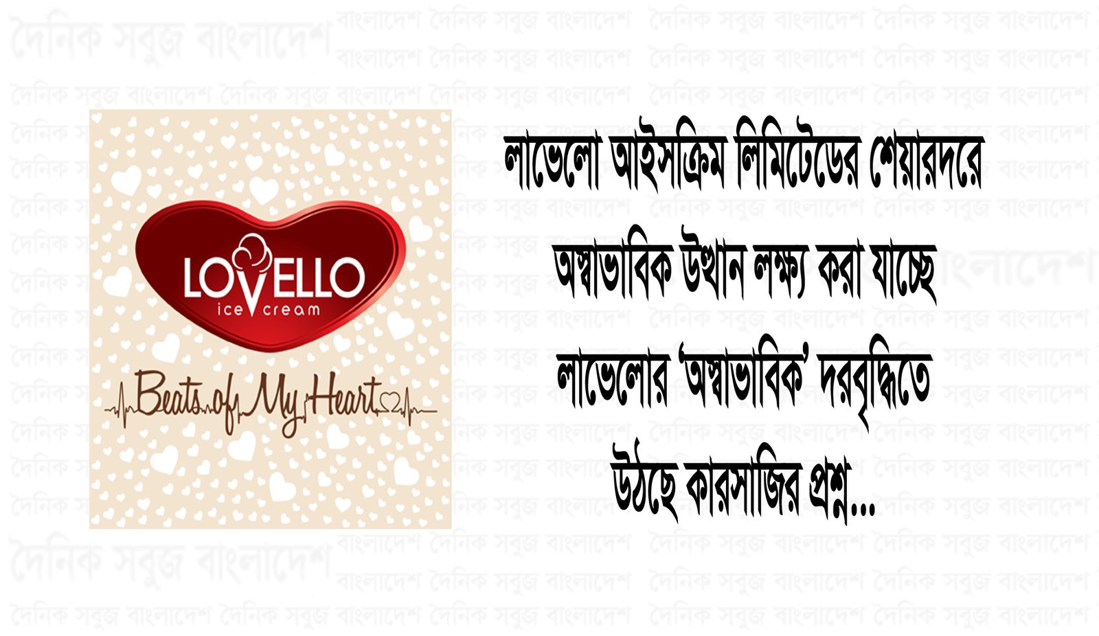 লাভেলো আইসক্রিম লিমিটেডের শেয়ারদরে অস্বাভাবিক উত্থান লক্ষ্য করা যাচ্ছে