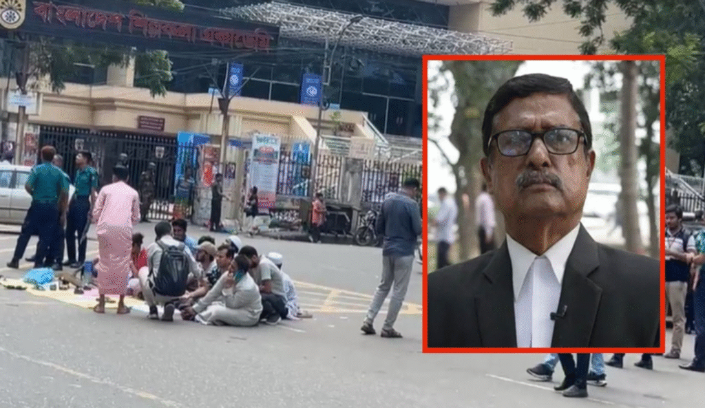শাস্তির দাবিতে ফজলুর রহমানের বাসার সামনে বিক্ষোভ