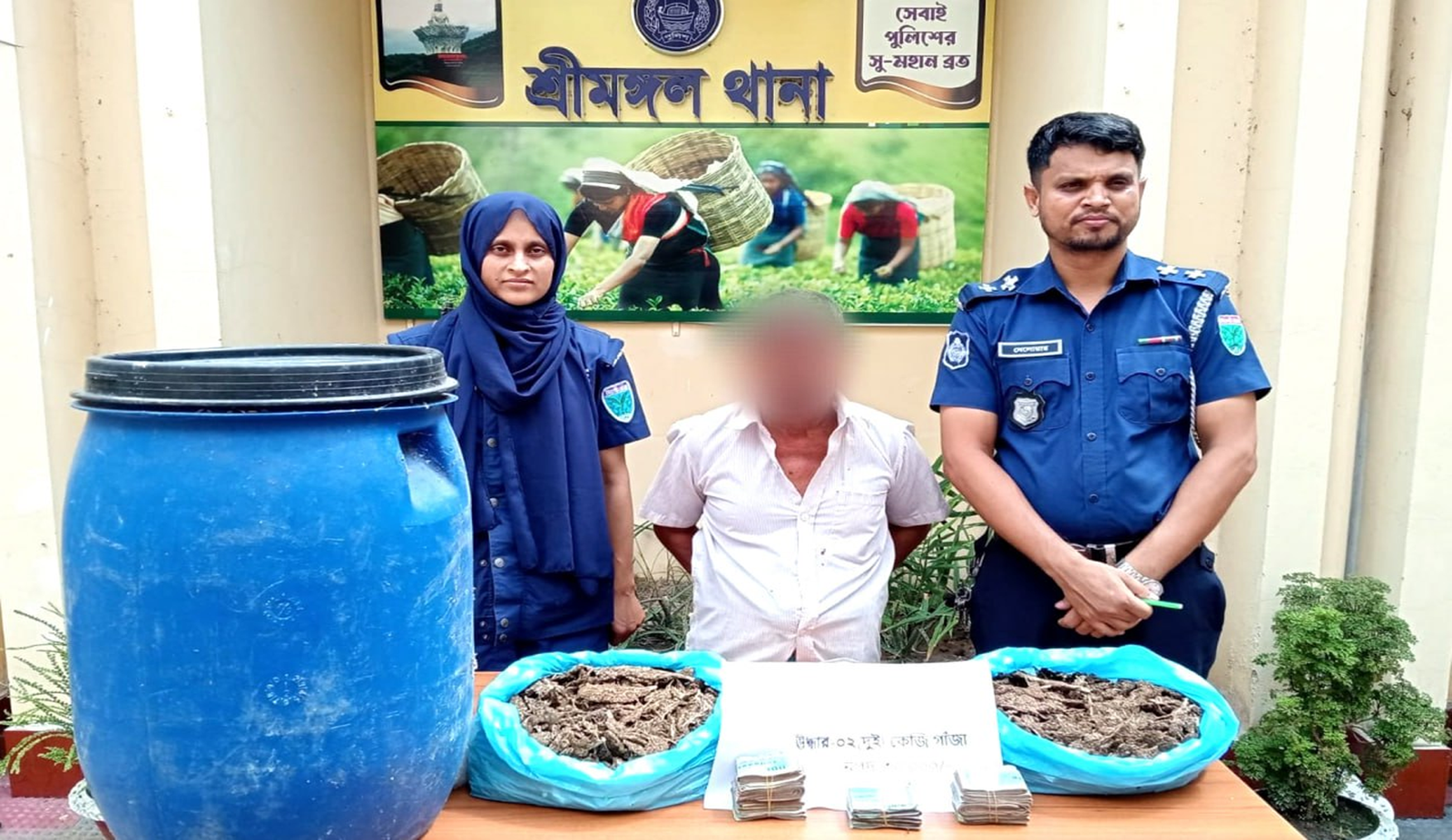 শ্রীমঙ্গলে গাঁজা ও নগদ টাকাসহ মাদক কারবারী গ্রেপ্তার