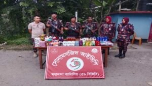 চাঁপাইনবাবগঞ্জে অবৈধ মোবাইল এবং ভারতীয় কসমেটিকস জব্দ করেছে বিজিবি