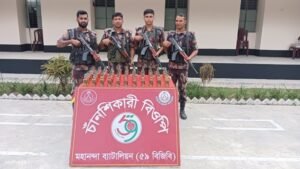 ভোলাহাট সীমান্তে ৯৩ বোতল ভারতীয় মদ জব্দ