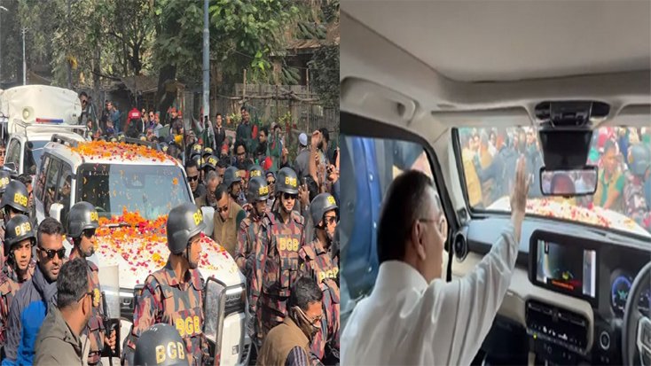 নির্বাচন অফিসের পথে তারেক রহমান