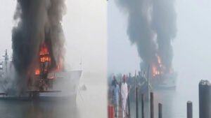 সেন্টমার্টিনগামী জাহাজে আগুন