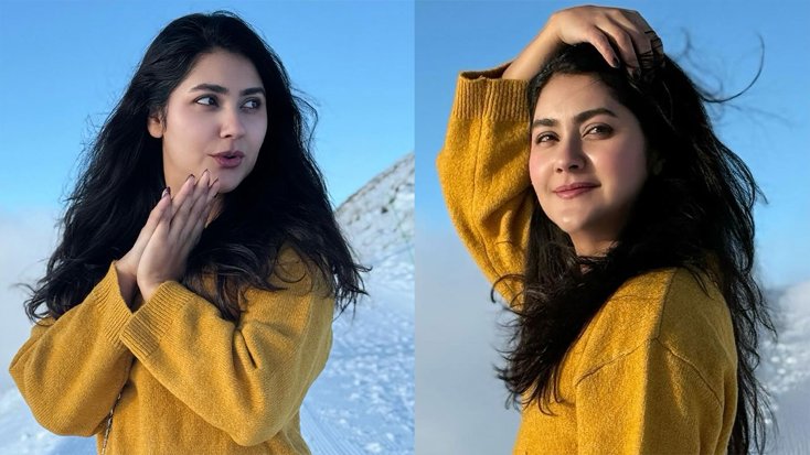 বরফঢাকা পাহাড়ে মুগ্ধতা ছড়ালেন শায়না