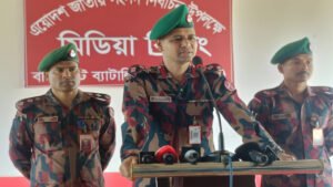 সুষ্ঠু ও নিরপেক্ষ নির্বাচন নিশ্চিতে ৫৪ বিজিবির সংবাদ সম্মেলন