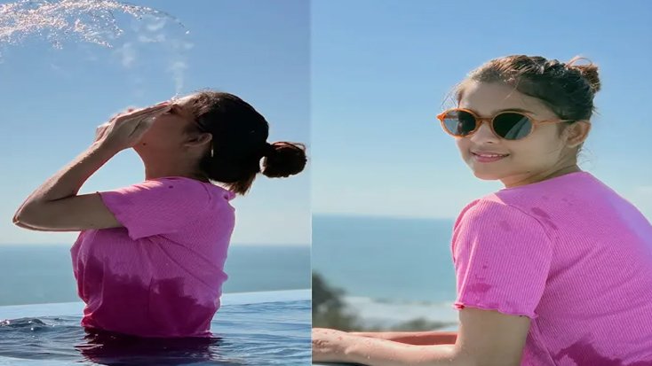 হাড়কাঁপানো শীতে সুইমিংপুলে সাদিয়া আয়মান