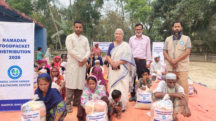 নকলায় রমজান উপলক্ষে ফুড প্যাকেট বিতরণ ও বিনামূল্যে চিকিৎসা সেবা