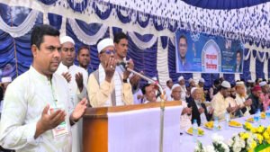 শেরপুরের নকলায় নবনির্বাচিত এমপি ফাহিম চৌধুরীকে সংবর্ধনা