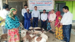 শেরপুরের নকলায় ১২ ভিক্ষুককে ভেড়া উপহার