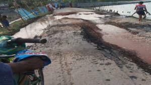 কয়রায় চটকাতলা গ্রামের সড়ক এখন মরণফাঁদ