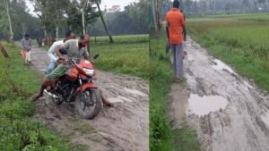 অতিরিক্ত বৃষ্টিতে রংপুর সদর উপজেলার কাঁচা রাস্তার বেহাল দশা