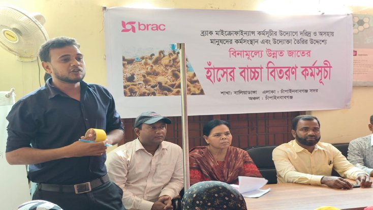 চাঁপাইনবাবগঞ্জে হতদরিদ্রদের মাঝে হাঁসের বাচ্চা বিতরণ