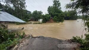 নদীর বাঁধ ভেঙে প্লাবিত ২০ গ্রাম