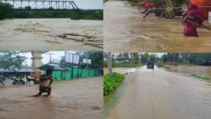 শেরপুরে পাহাড়ি ঢলে জলমগ্ন সড়ক