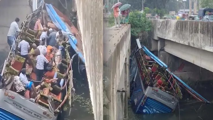 মানিকগঞ্জে নিয়ন্ত্রণ হারিয়ে বাস খাদে ; নিহত ১, আহত অন্তত ১০