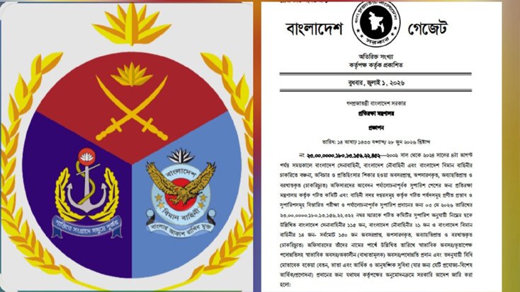 ফ্যাসিস্ট সরকারের আমলে বঞ্চিত তিন বাহিনীর ১৫০ কর্মকর্তাকে পুনর্বাসন ও বিশেষ সুবিধা প্রদান